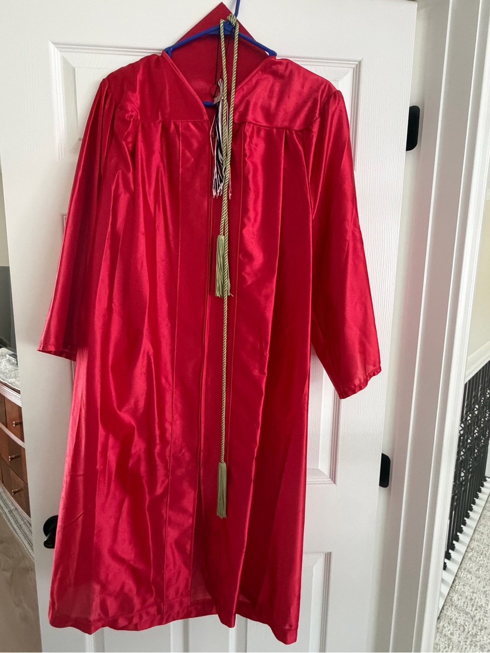 Red Graduation Gown with Honor Cords